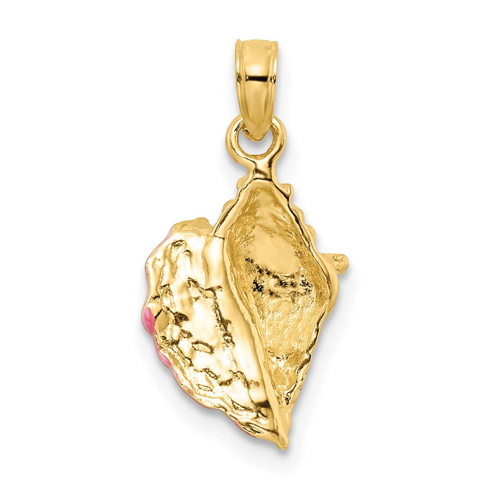14k Textured and Enamel Conch Shell Pendant