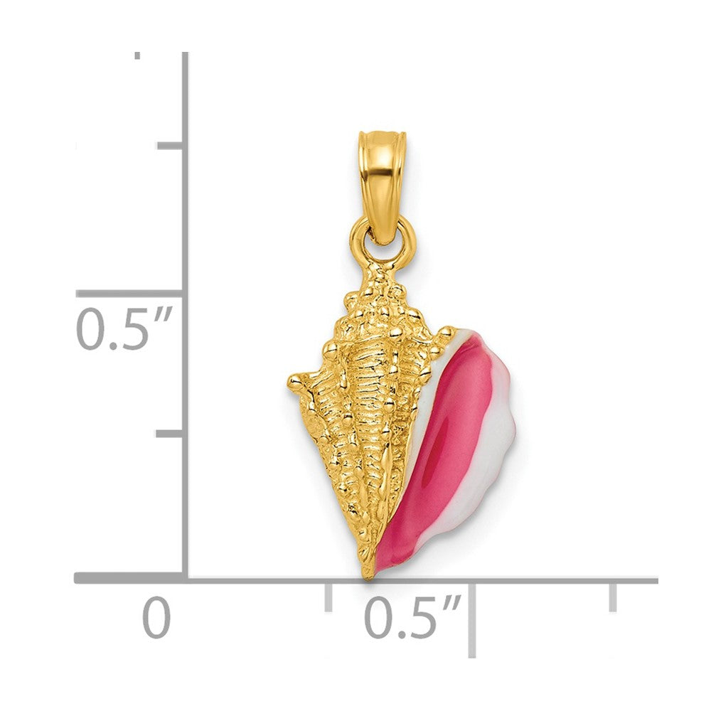 14k Textured and Enamel Conch Shell Pendant