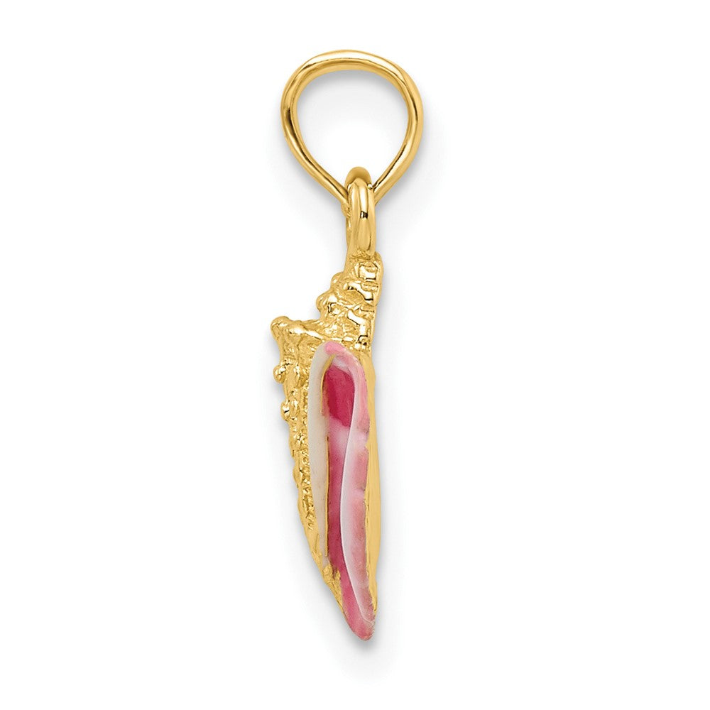 14k Textured and Enamel Conch Shell Pendant