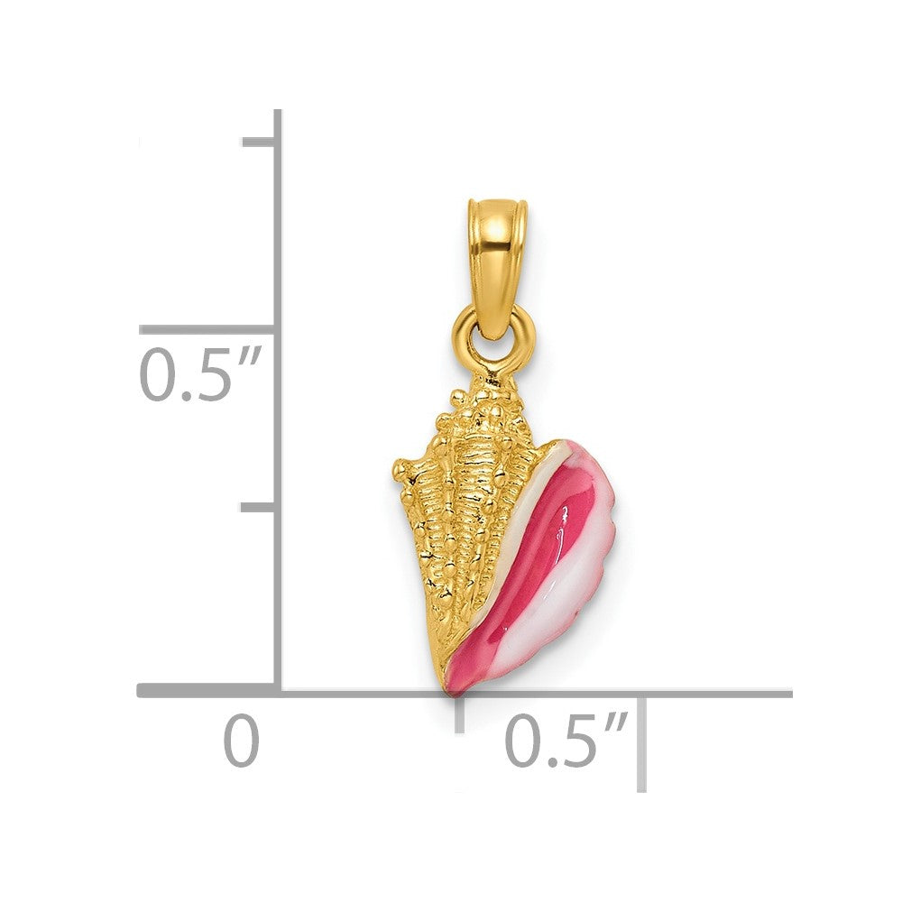 14k Textured and Enamel Conch Shell Pendant