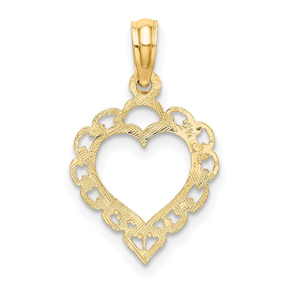 14K Heart w/ Lace Trim Charm