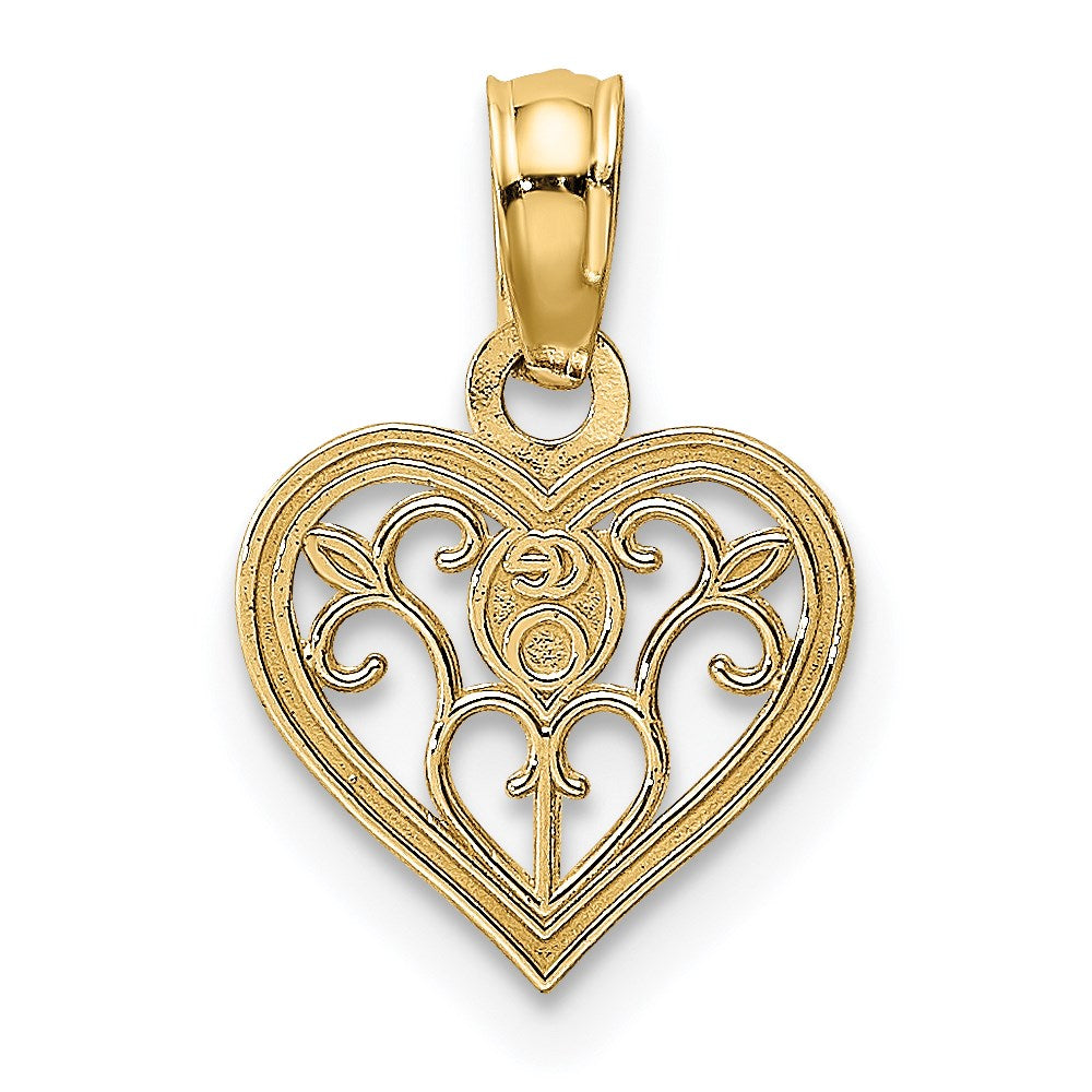 14K Polished Filigree Heart Pendant