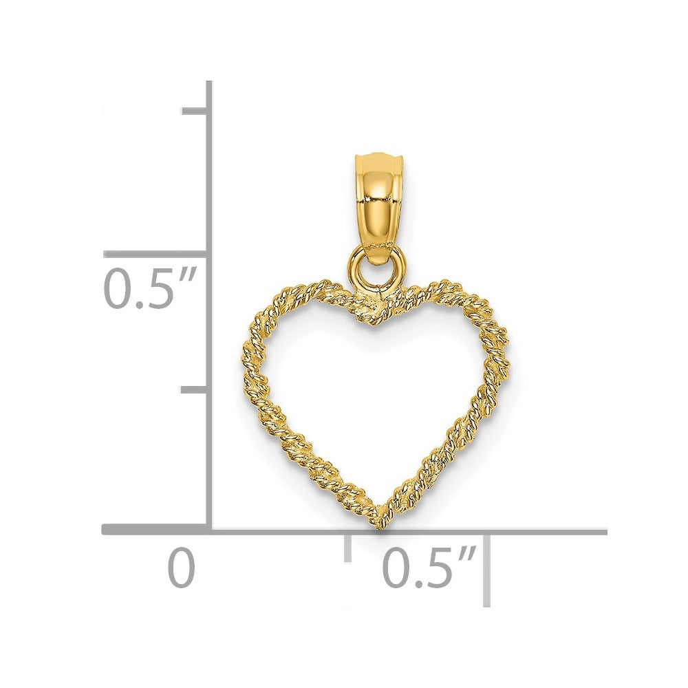 14k 3D Rope Heart Pendant