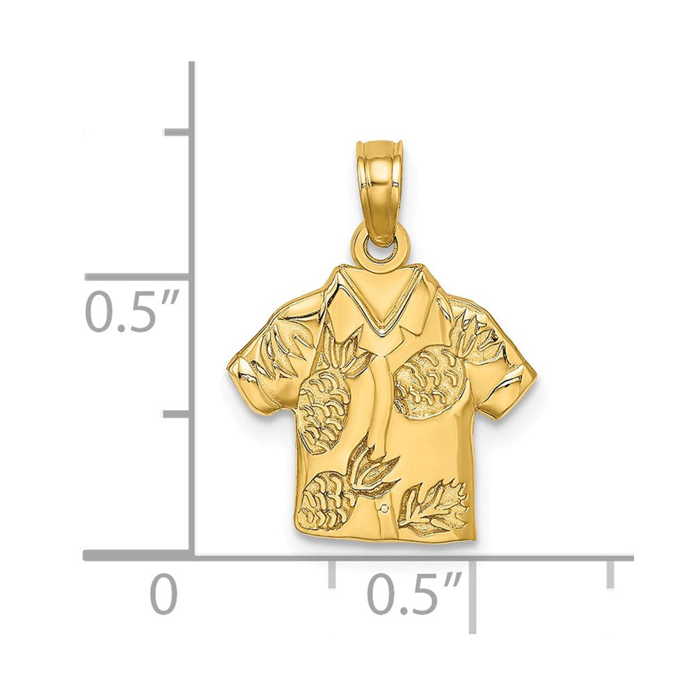 14K Polished Hawaiian Pineapple Style Shirt Charm