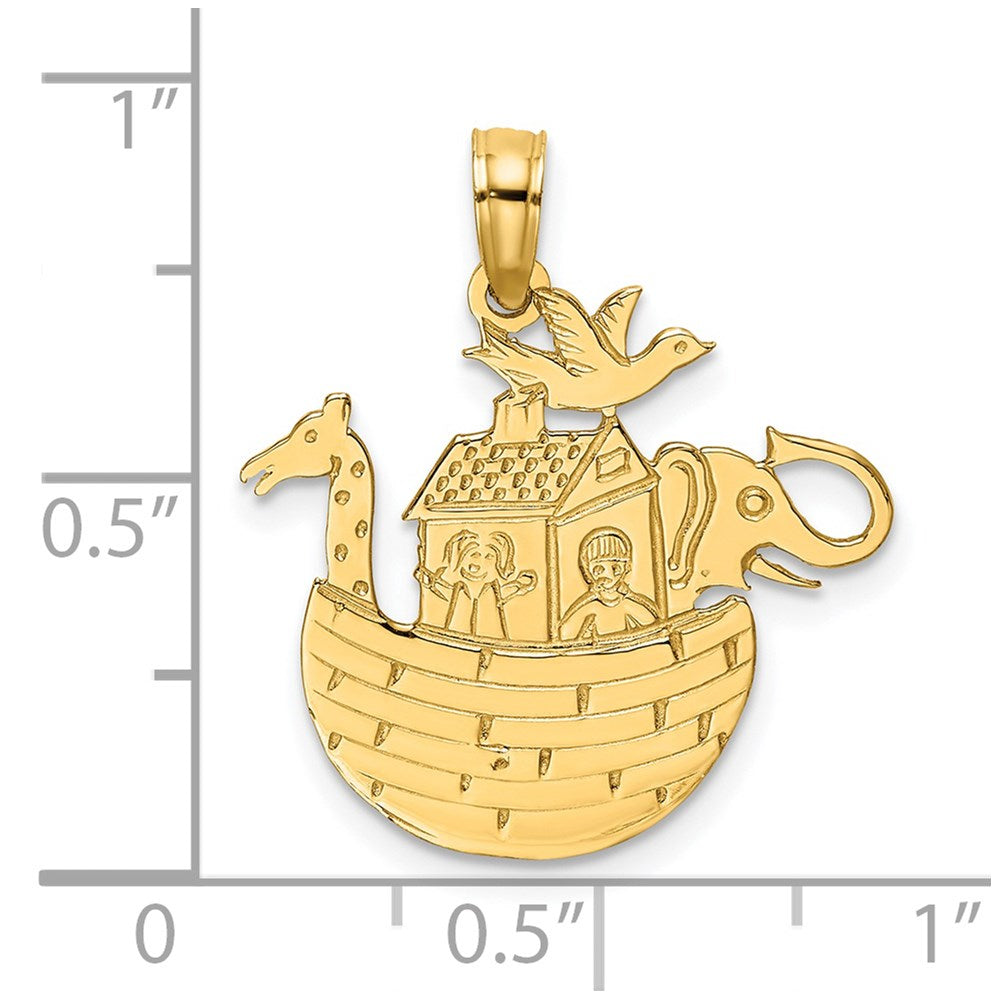 14K Engraved Flat Noah's Ark Charm