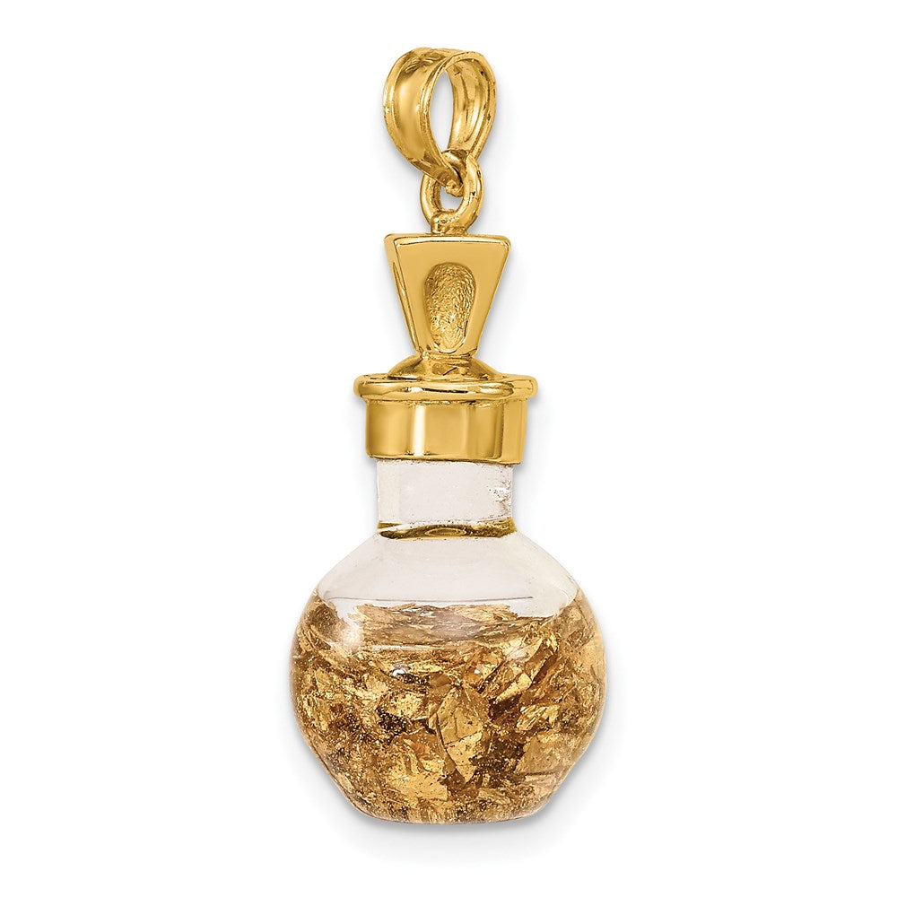 14K 3-D Gold Leaf In Bottle Charm