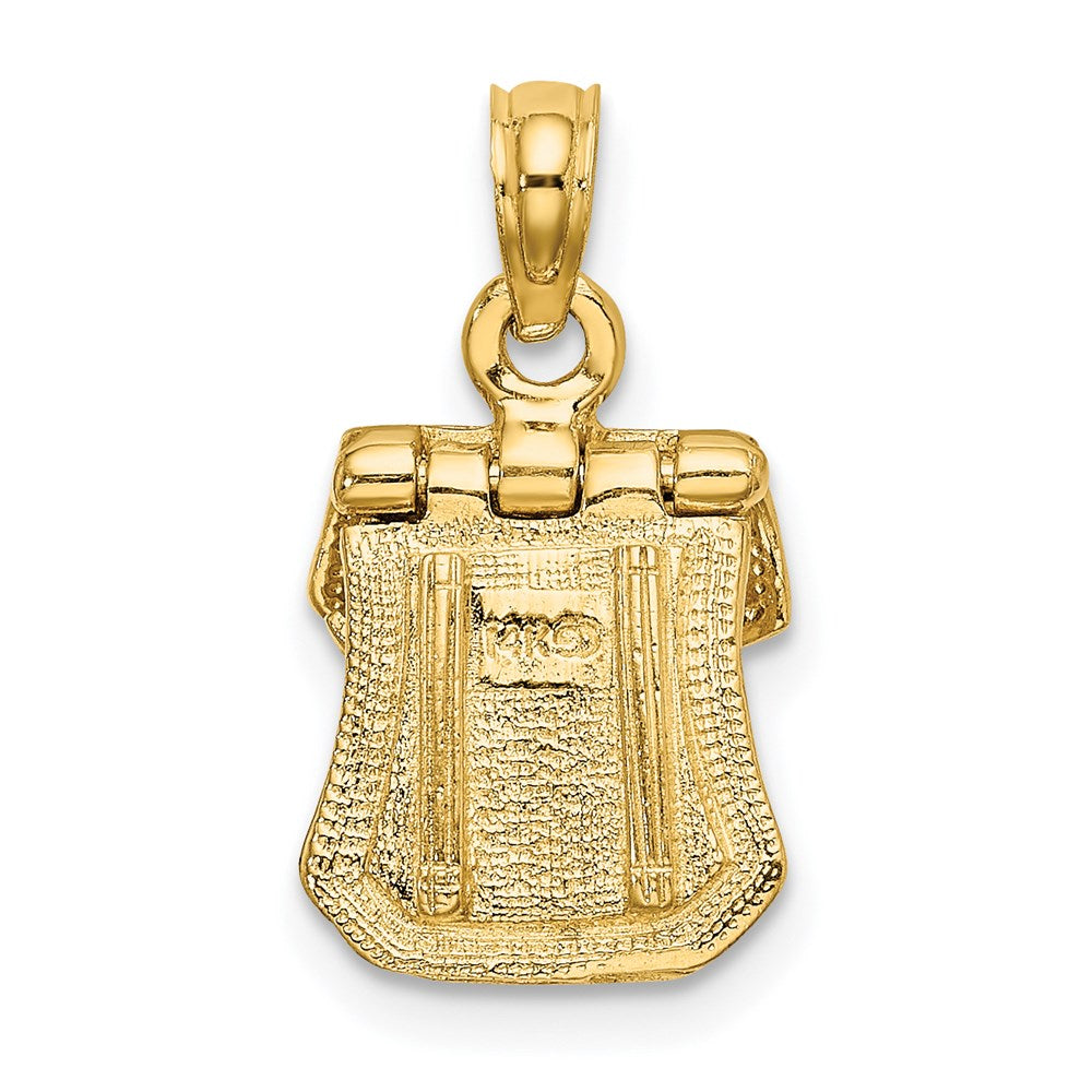14K 3-D Polished Back Pack w/ Moveable Lid Charm