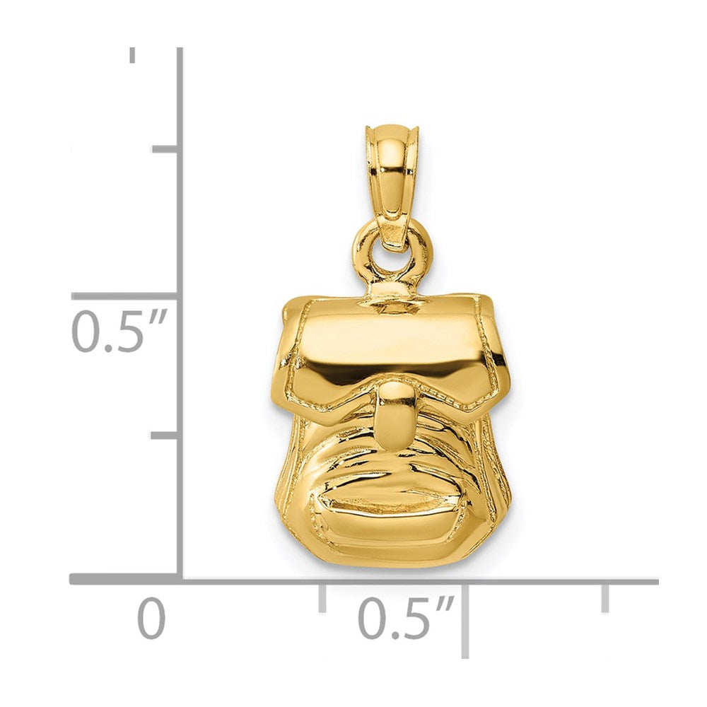 14K 3-D Polished Back Pack w/ Moveable Lid Charm