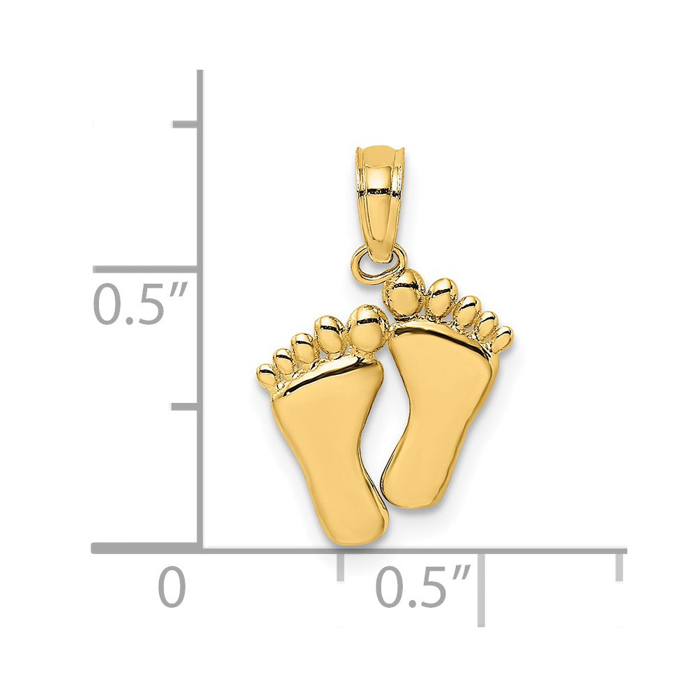 14K Double Feet Hang Ten Style Charm