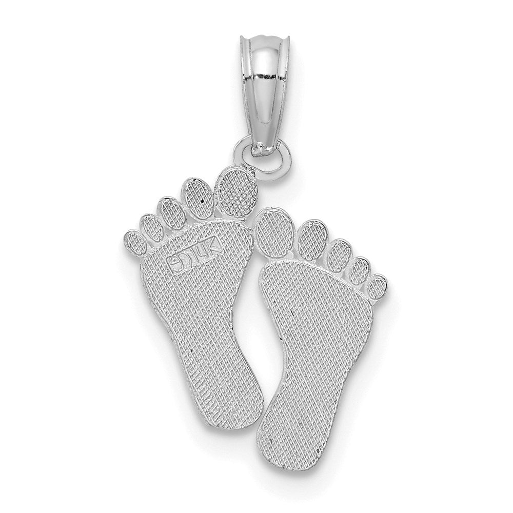 14K White Gold Double Feet Hang Ten Style Charm