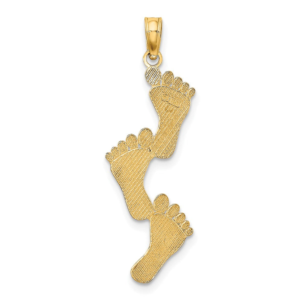 14K Polished Triple Vertical Feet Charm