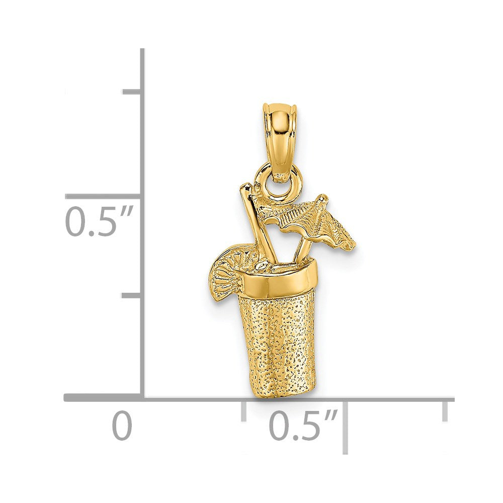 14K Cocktail Drink w/ Umbrella Charm