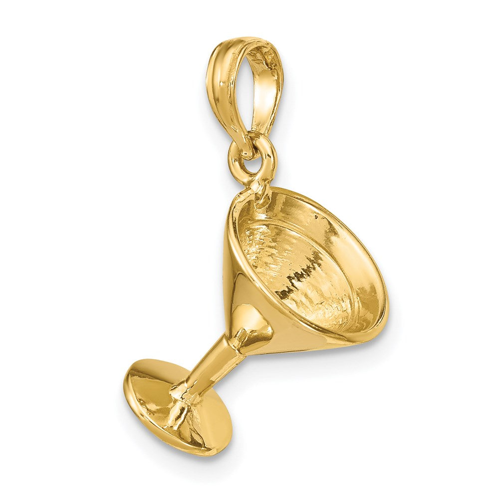 14K 3-D Polished Martini Glass Charm