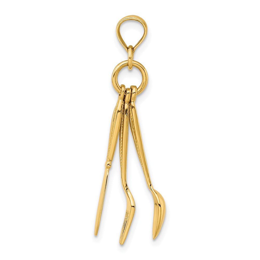 14K 3-D Moveable Knife, Fork, and Spoon Charm