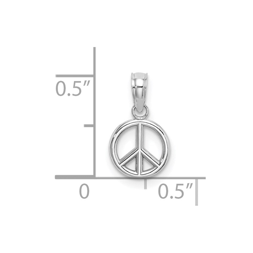14K White Gold 3-D Peace Symbol Charm