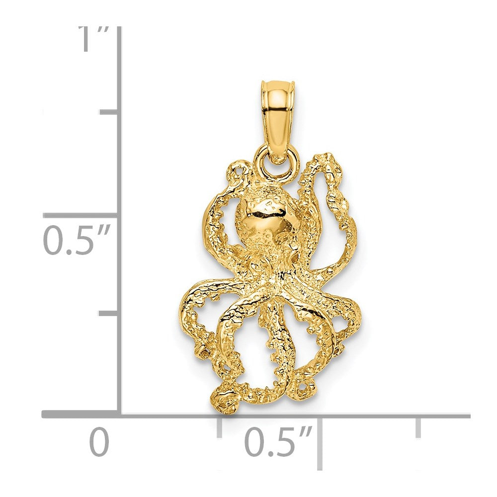 14K Textured Octopus Charm