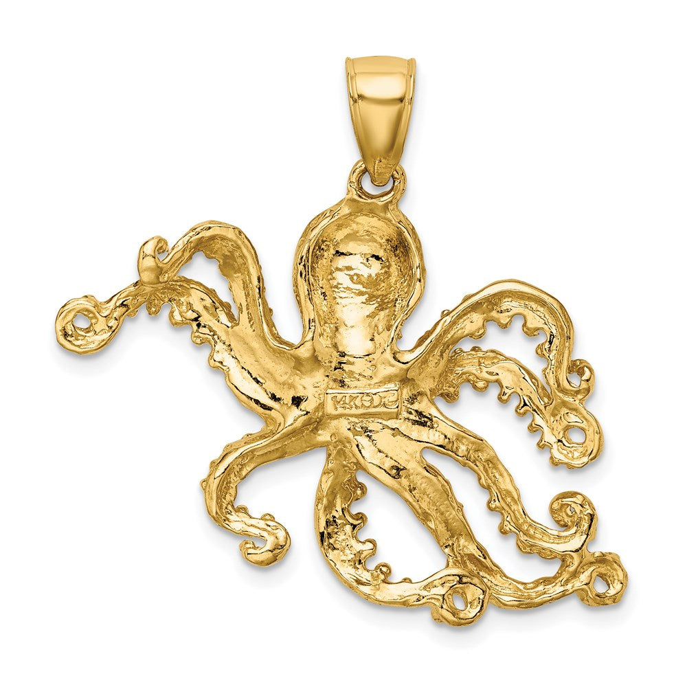 14K Textured Octopus Charm