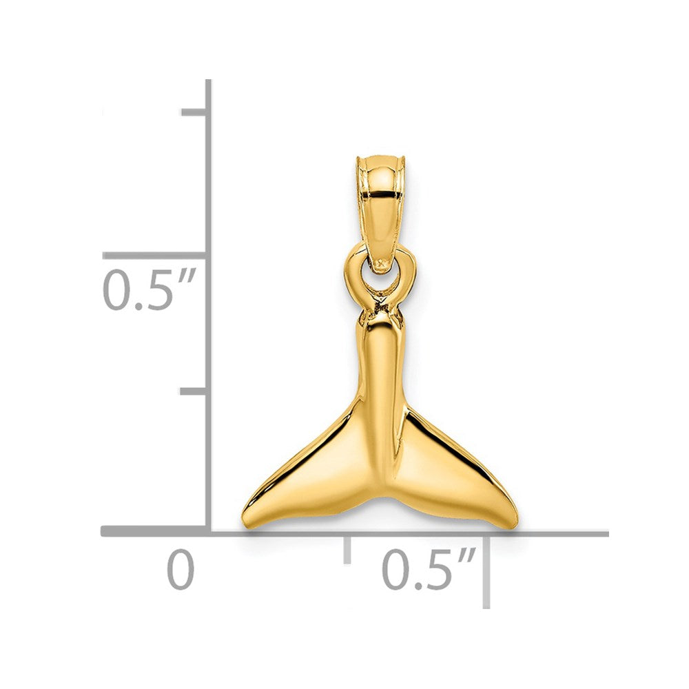 14K Polished Small Whale Tail Charm