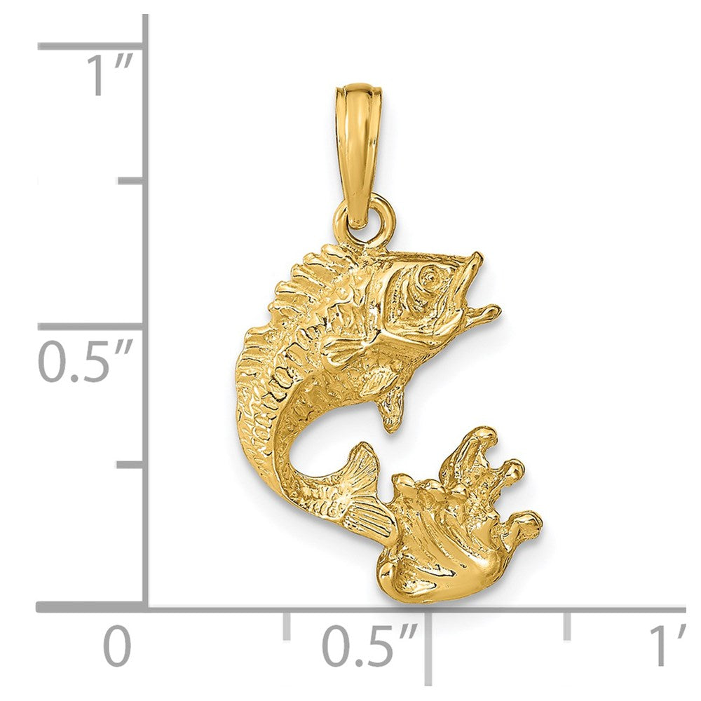 14k Polished Bass Fish Pendant