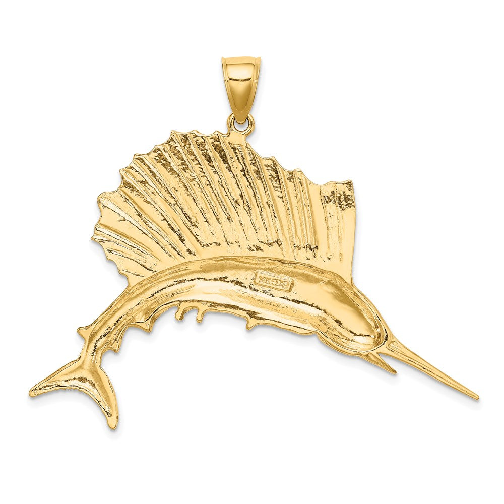 14K Polished Sailfish Charm