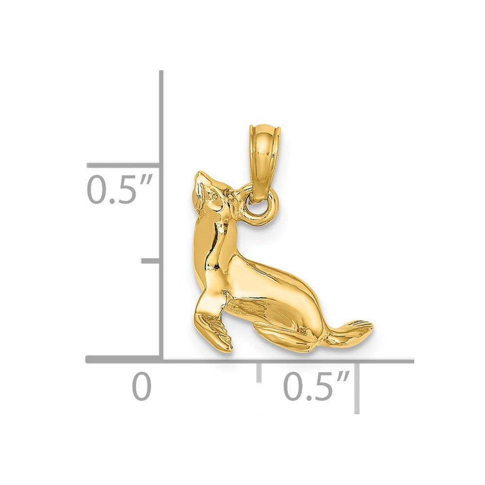 14K 3-D Polished Seal Charm