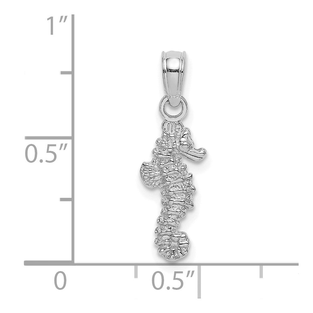 14K White Gold 3-D Mini Seahorse Charm