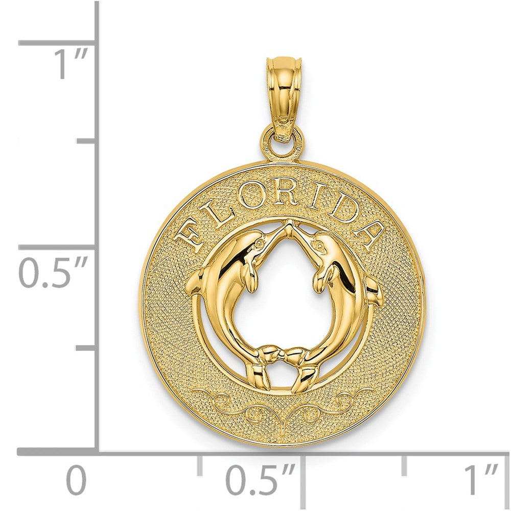 14K FLORIDA w/Dolphins Circle Charm