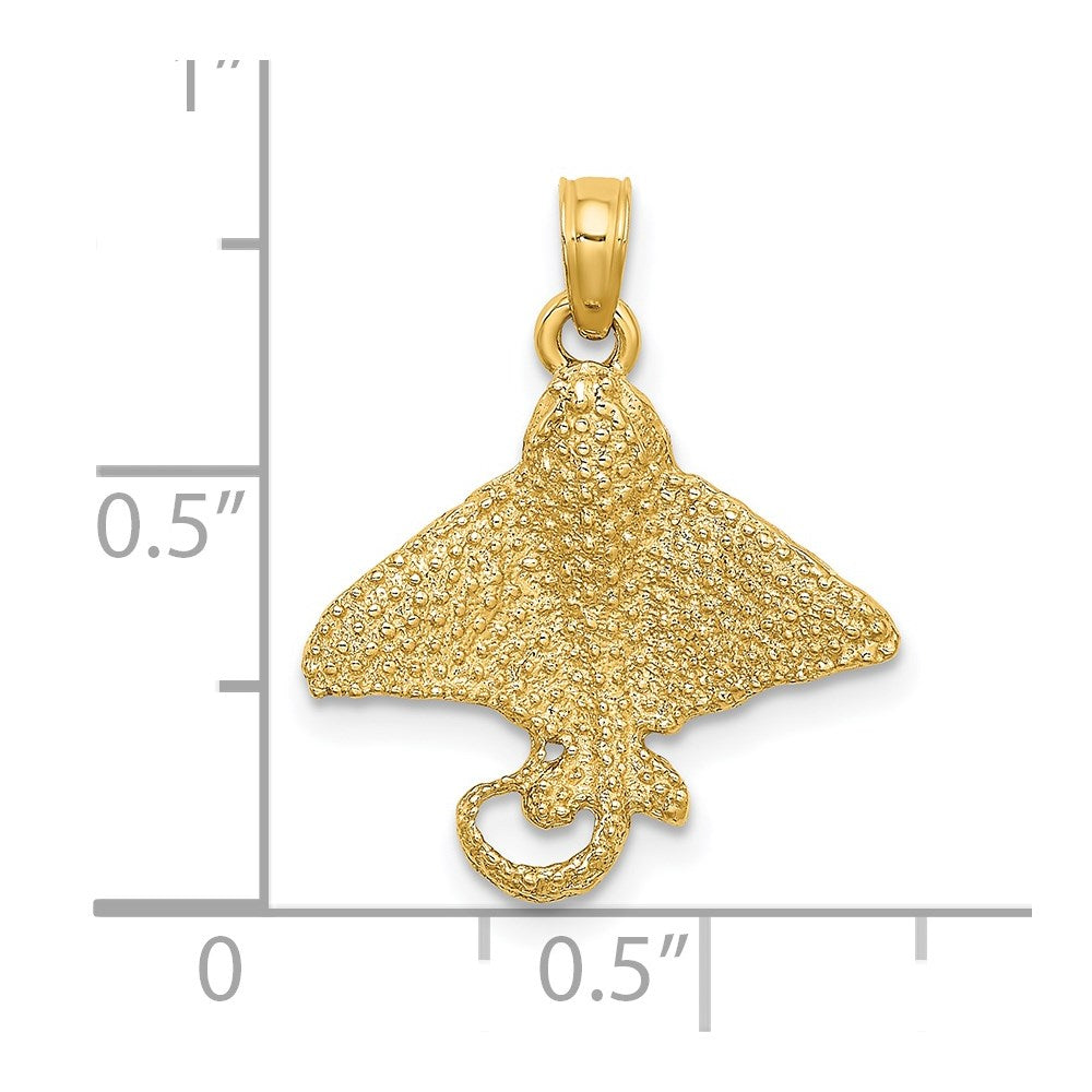 14K Textured Spotted Eagle Ray Charm