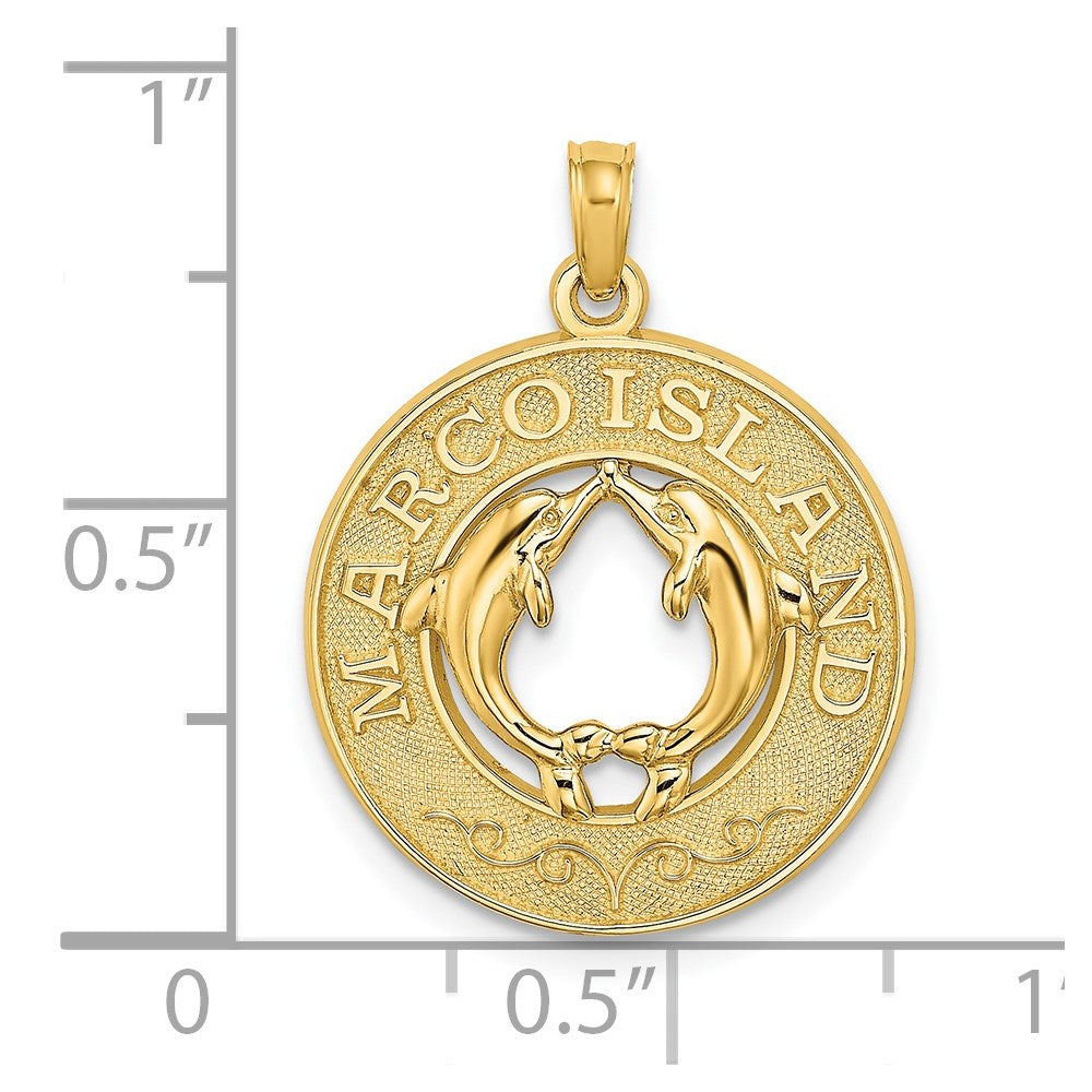 14K MARCO ISLAND Circle w/ Dolphins Charm