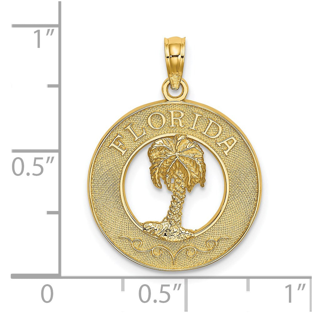 14K FLORIDA w/Palm Tree Circle Charm