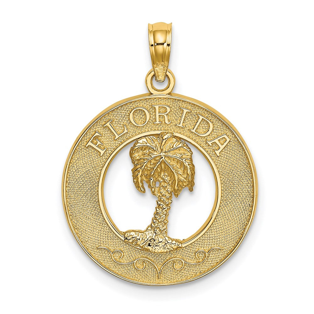 14K FLORIDA w/Palm Tree Circle Charm