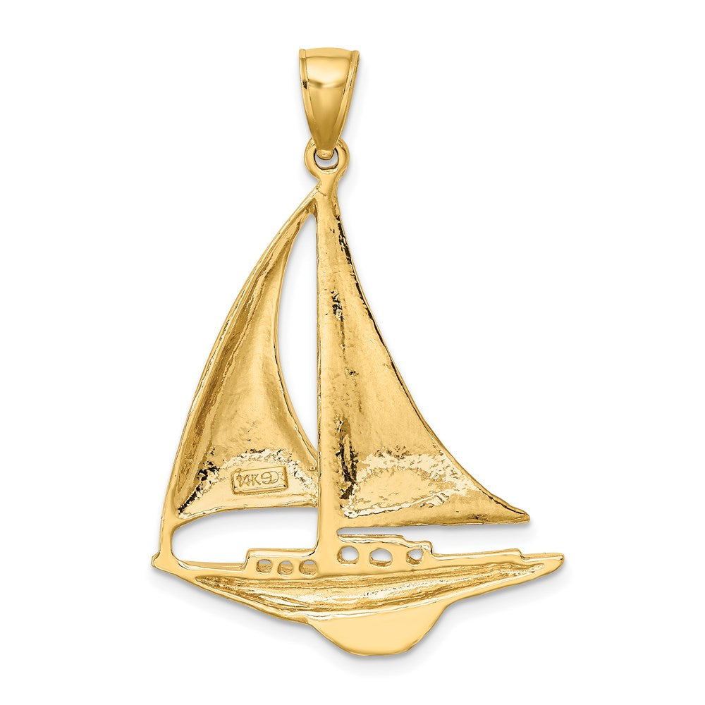 14K Polished Sailboat Charm