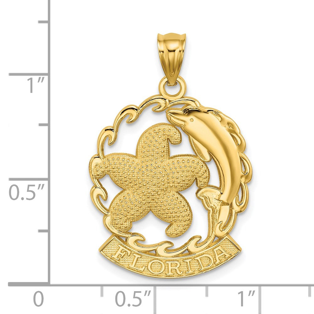 14K FLORIDA Starfish and Dolphin Wave Charm