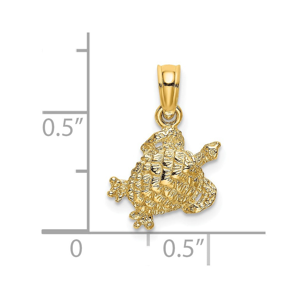14K Textured Sea Turtle Charm