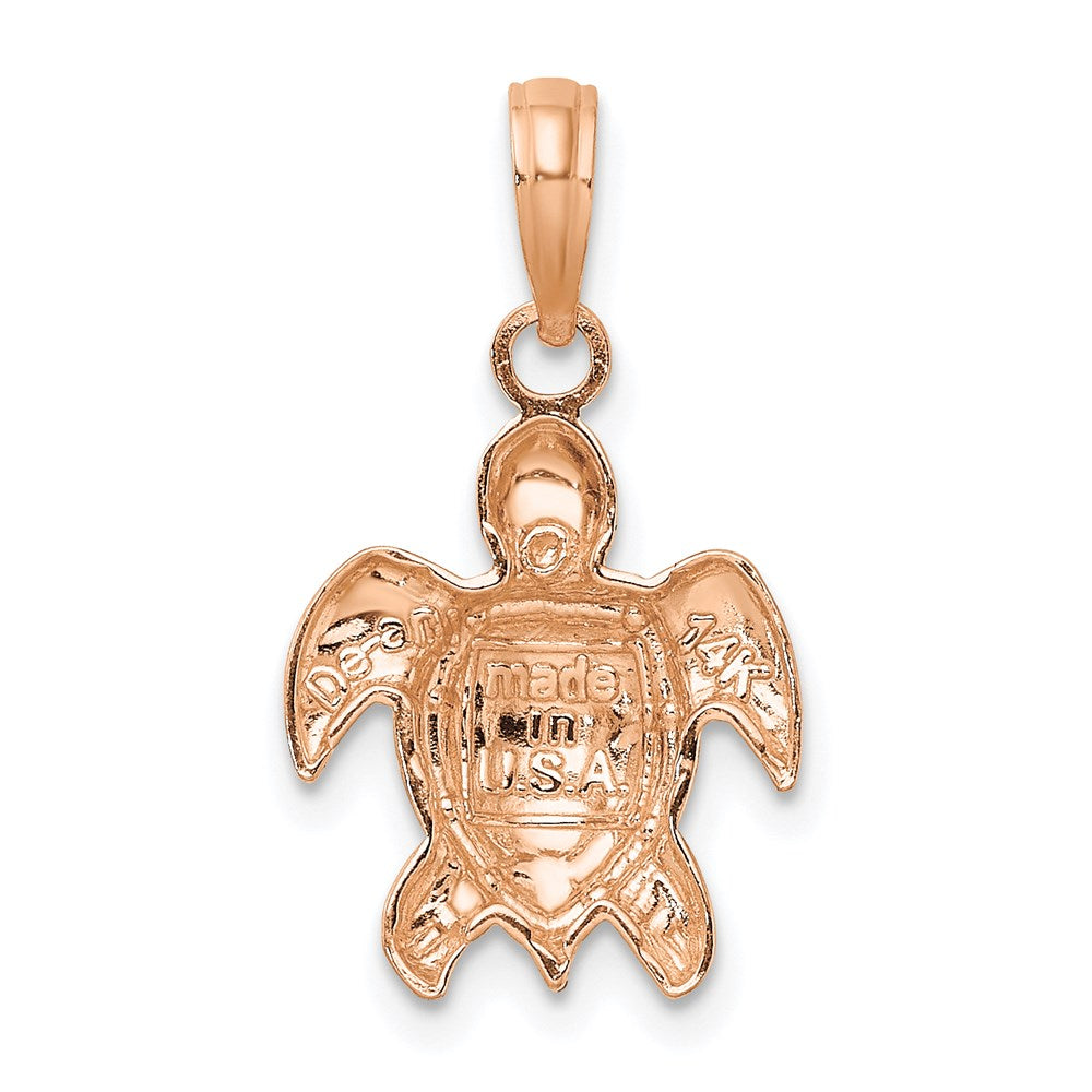 14K Rose Gold Textured Sea Turtle Charm