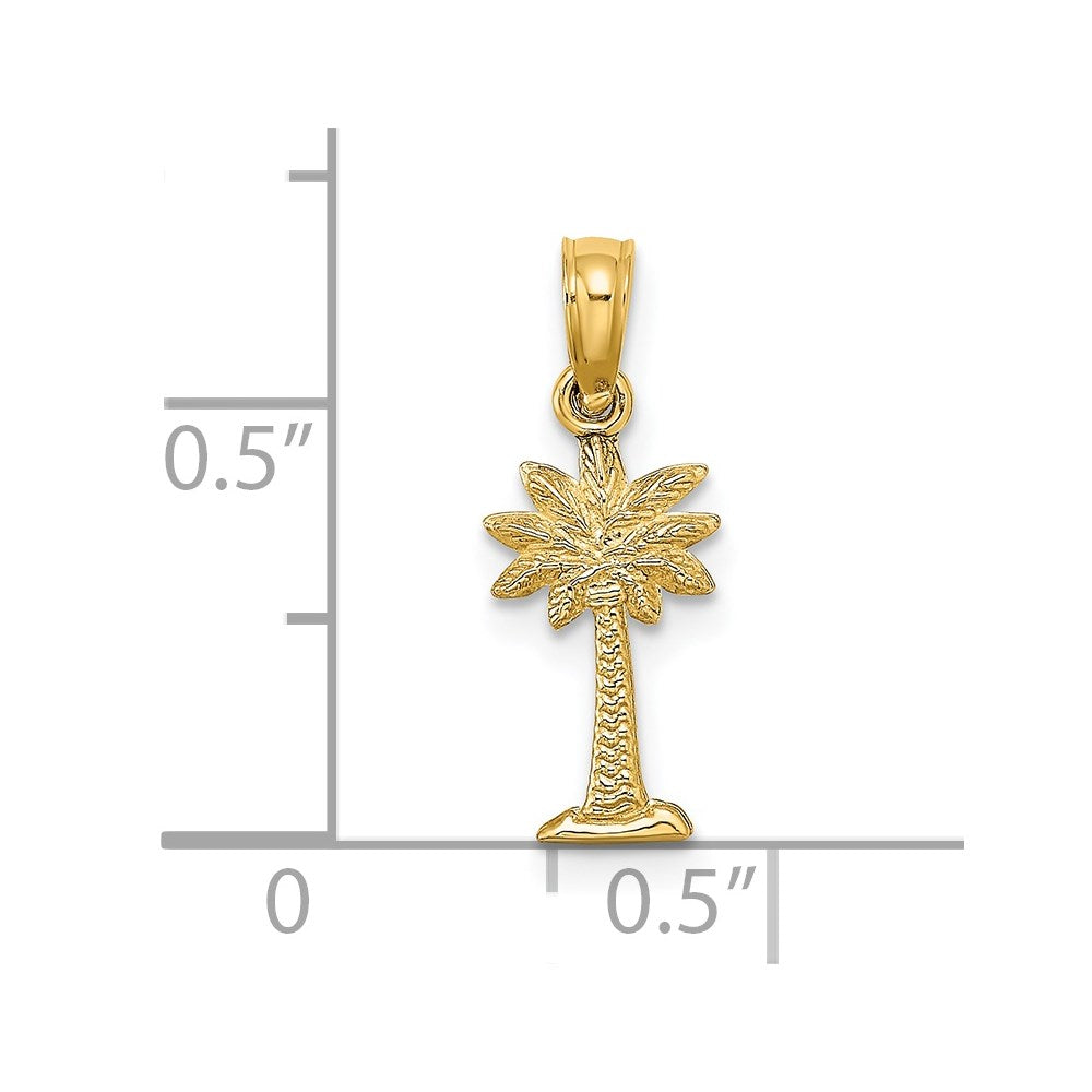 14K 2-D Textured Mini Palmetto Palm Tree Charm