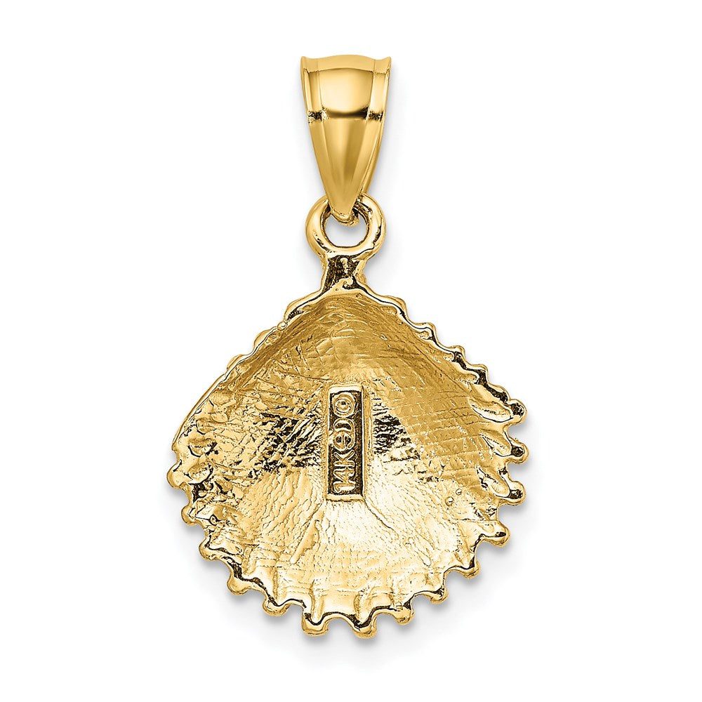 14K Textured Scallop Shell Charm