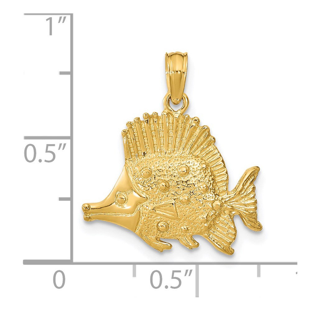 14K Polished Engraved Fish Charm