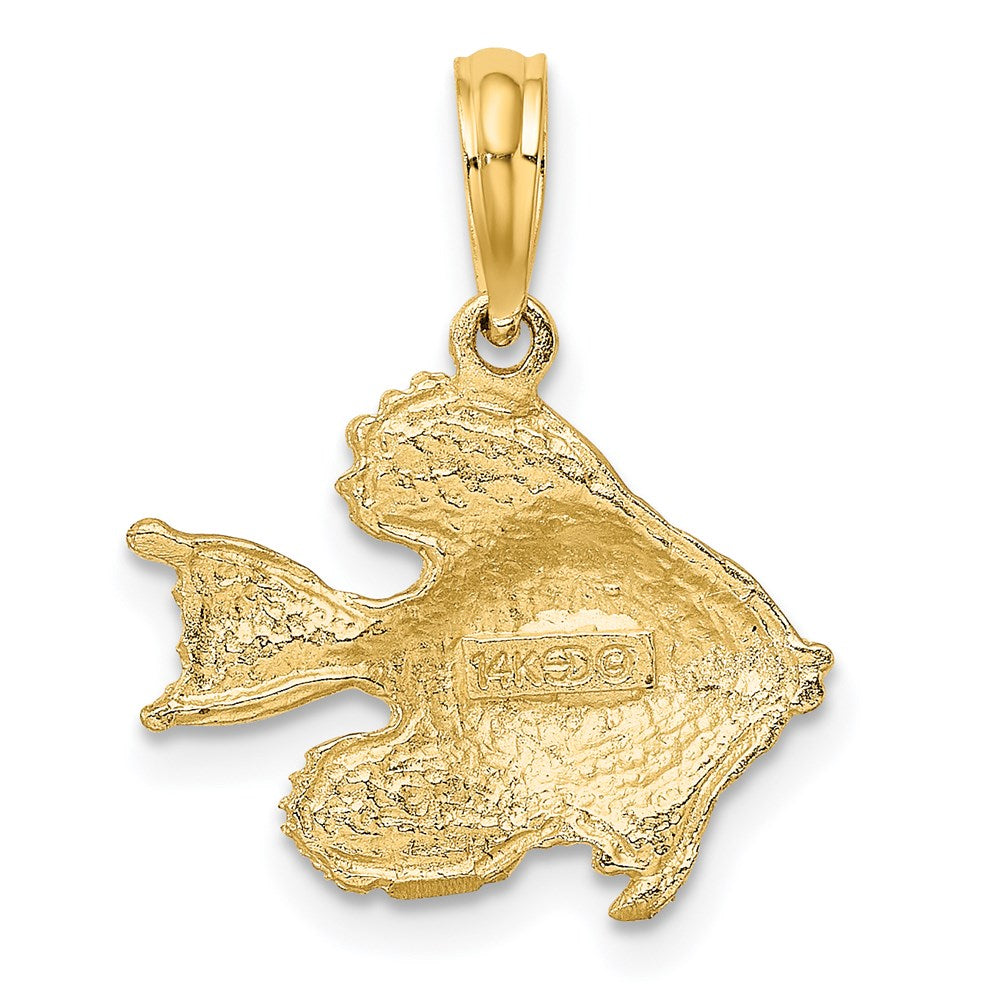 14K Polished Engraved Fish Charm