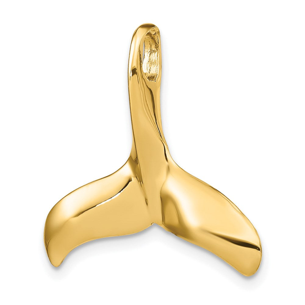 14K 3-D Polished/Textured Whale Tail Charm