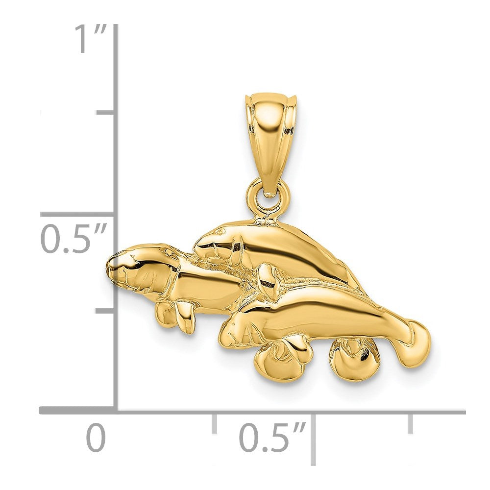 14K Polished Triple Manatee Charm