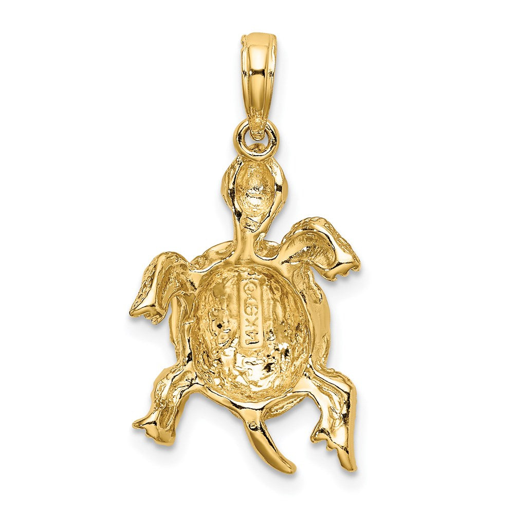 14K Polished and Textured Turtle Charm