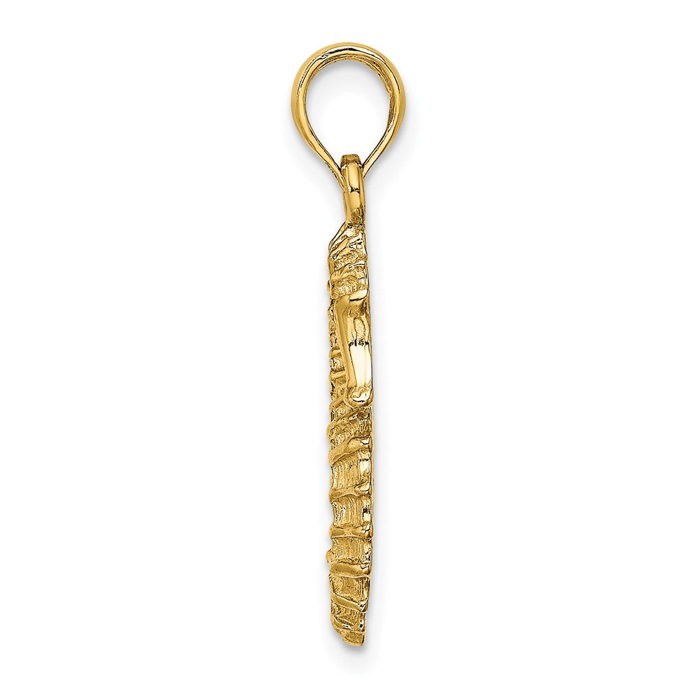 14K Textured Seahorse Charm