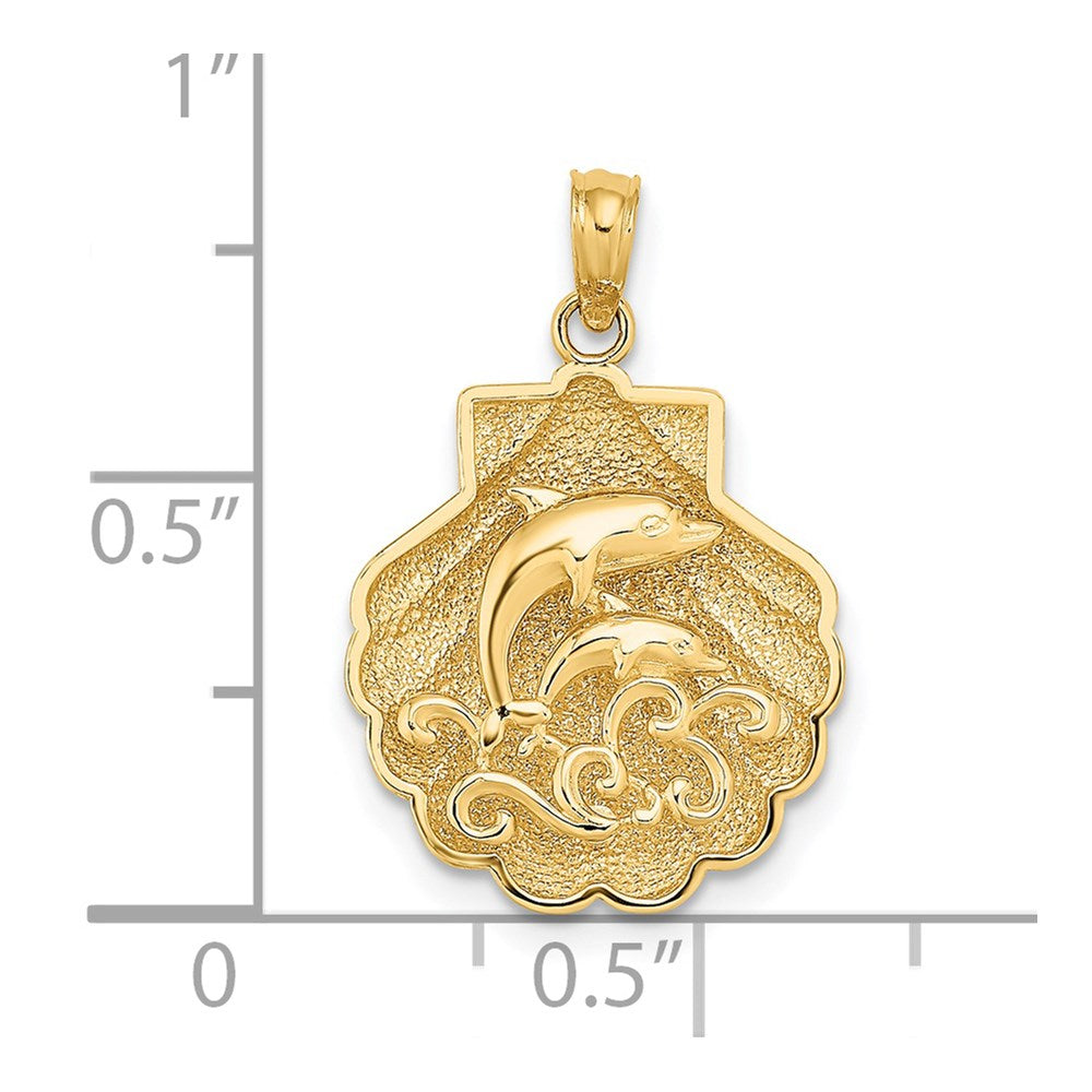 14K Reversible Dolphins and Waves in Shell Charm