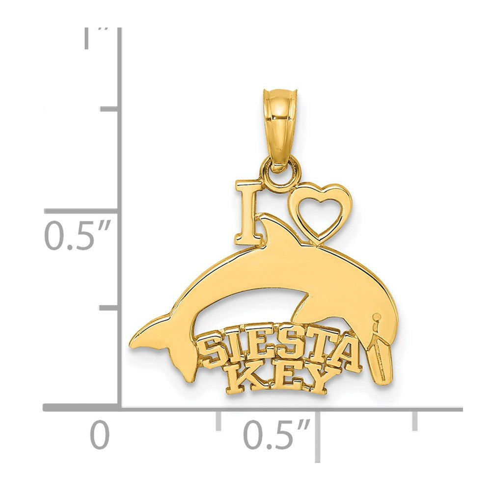 14K I HEART SIESTA KEY with Dolphin Charm