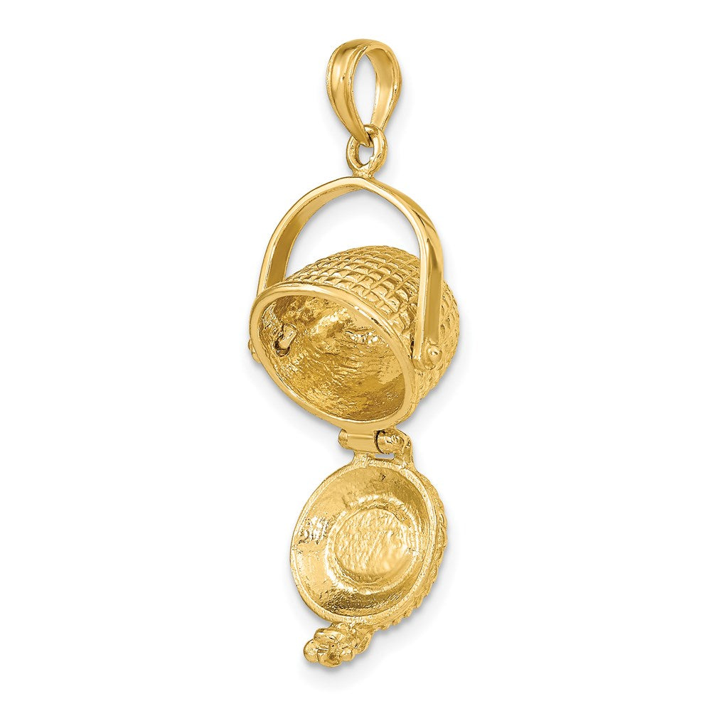 14K 3-D Nantucket Basket Moveable Lid Charm