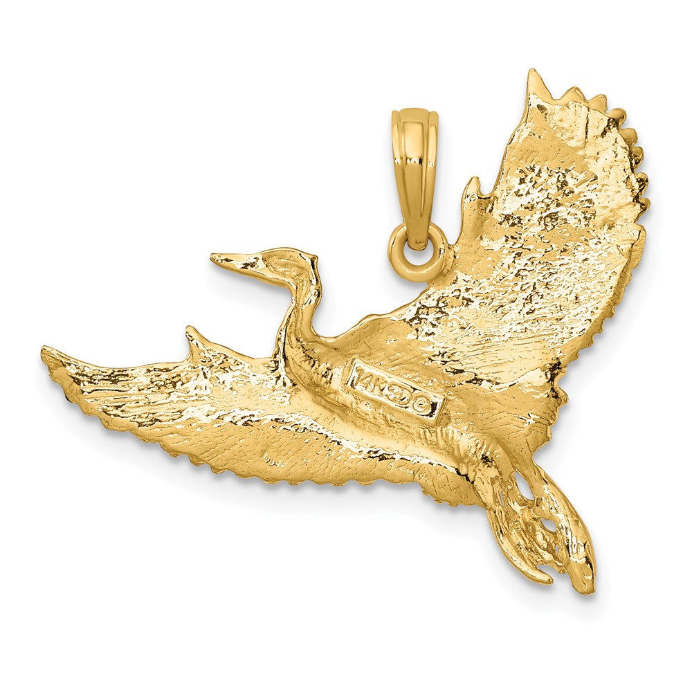 14K Flying Heron Bird Charm
