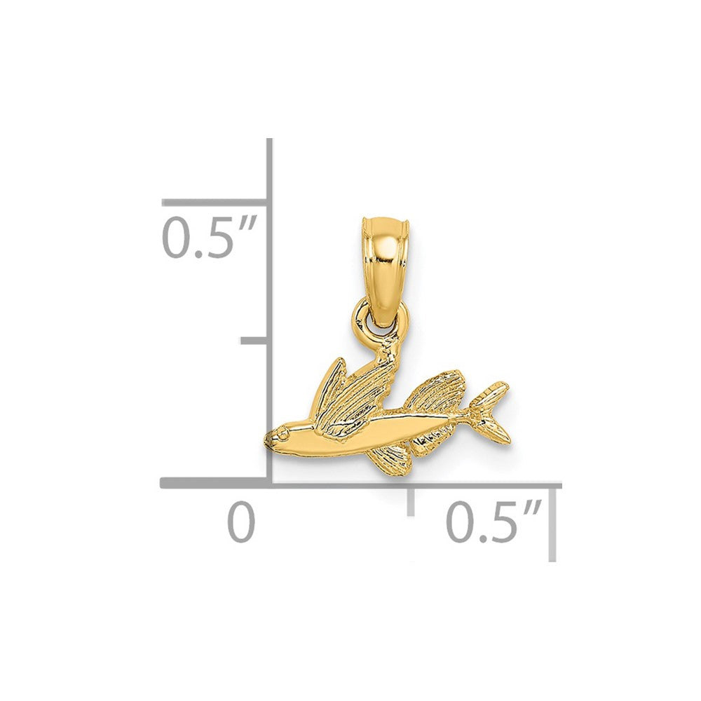 14K Mini Flying Fish Charm