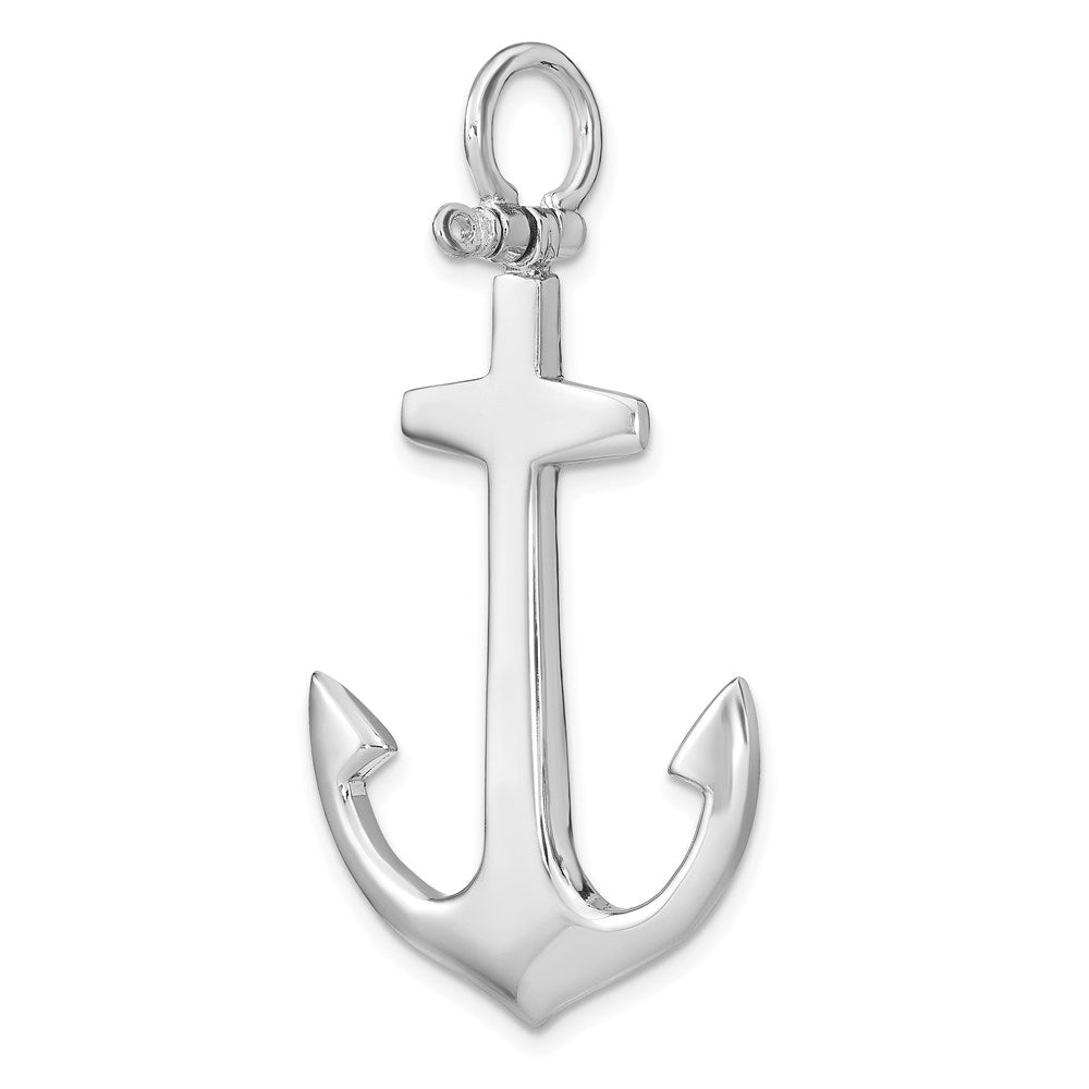 14K White Gold 3-D Polished Large Anchor Charm