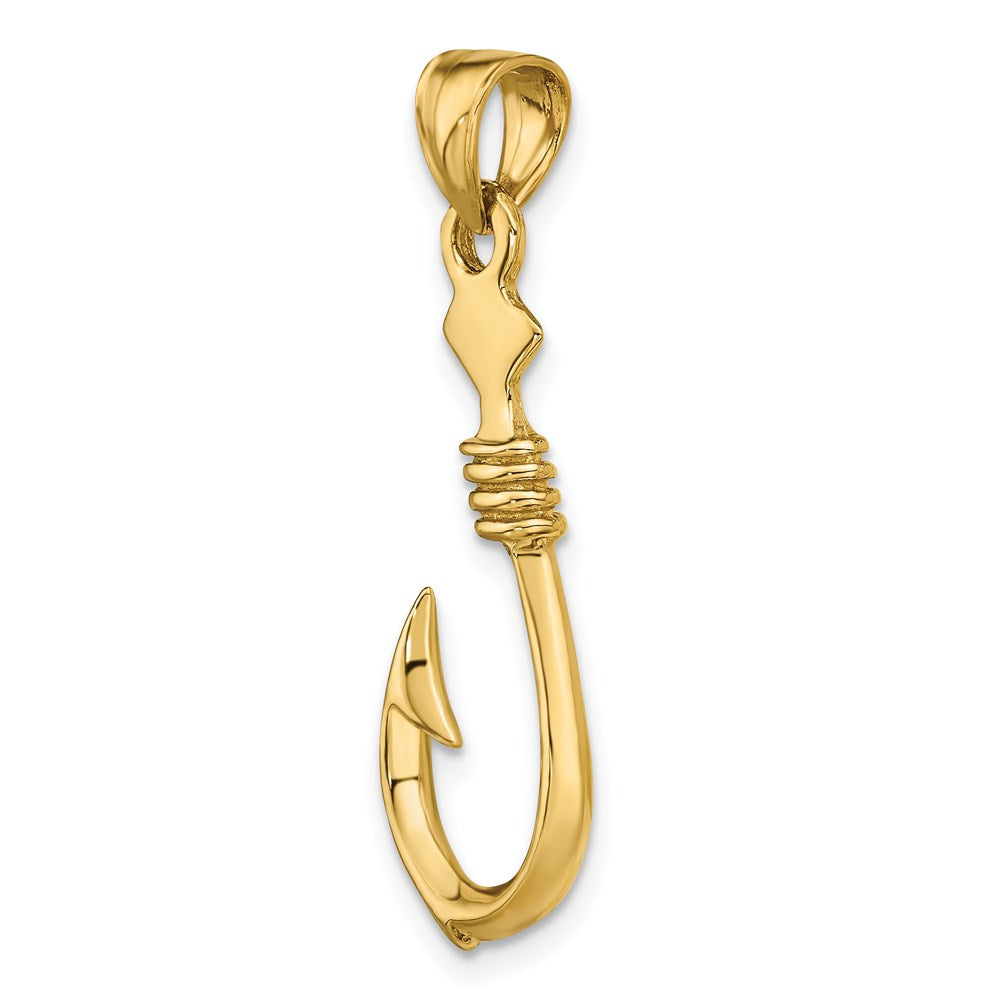 14K 3-D Large Fish Hook with Rope Charm